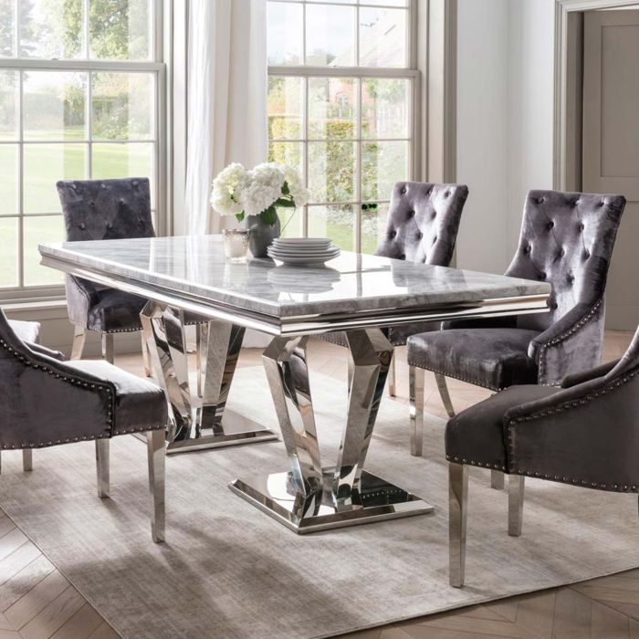 Marble top dining table set